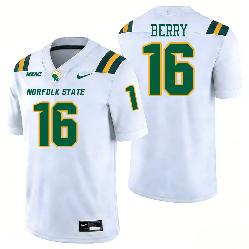 Norfolk State Spartans #16 Vinson Berry College Football Jerseys,Uniforms Stitched-White